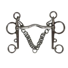 Bocado Pelham inox con puente suave y cadenilla