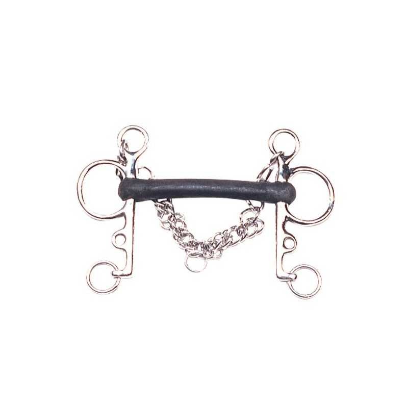 Bocado Pelham embocadura goma rígida inox
