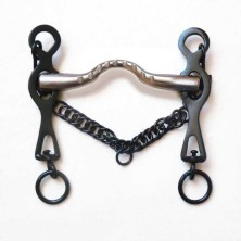 BOCADO MODELO PORTUGUÉS PAVONADO Y EMBOCADURA ESTRIADA EN AC. INOX.