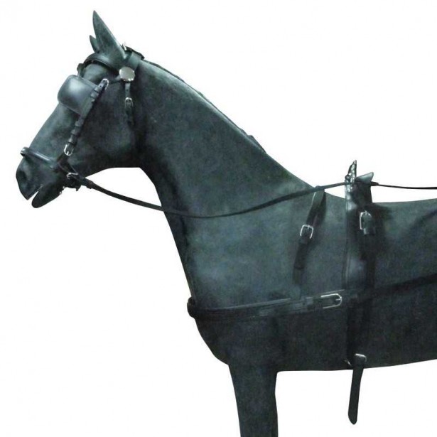 ENGANCHE CON PECHOPETRAL PARA UN CABALLO NYLON Y CUERO ECONÓMICO