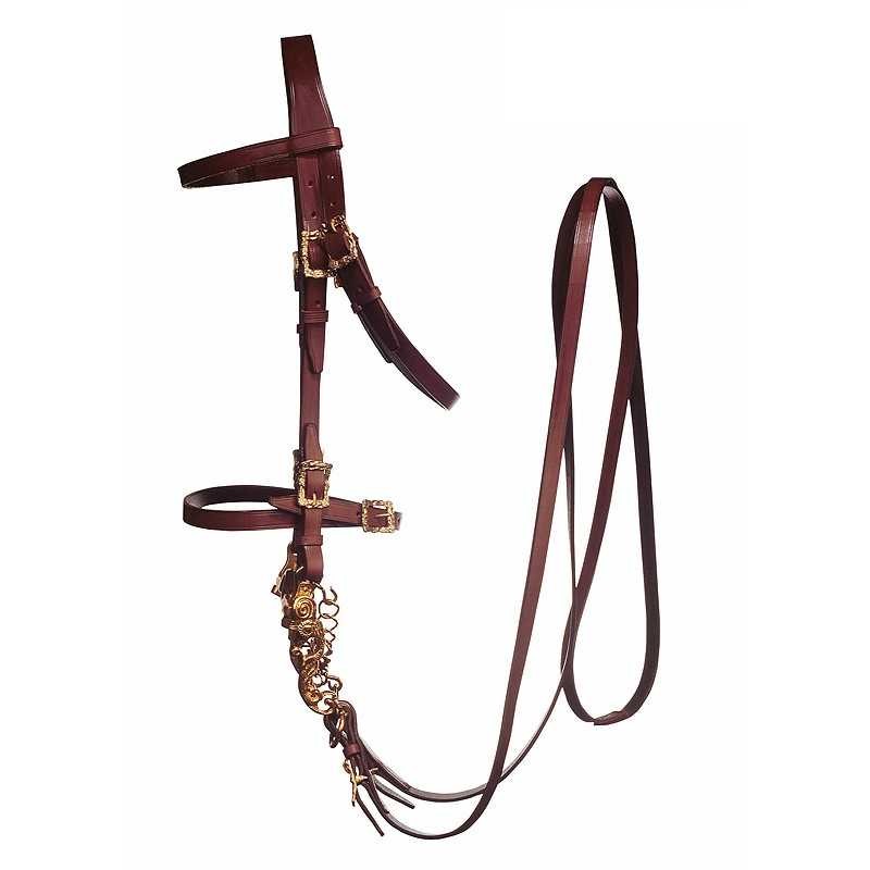 Cabezada Marjoman portuguesa lisa con hebillas de cortesía con riendas