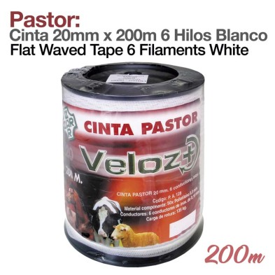 cinta 20mm x 200m 6 hilos blanco