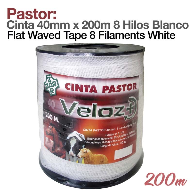cinta 40mm x 200m 8 hilos blanco