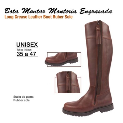 Bota montar montería engrasada piso goma