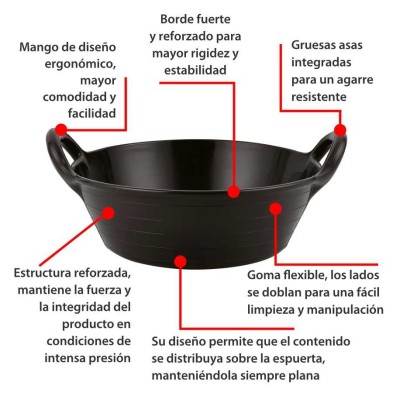 Espuerta red gorilla de goma 11 litros con asas, color negro