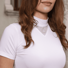 Camiseta de concurso crystal drop para mujer, manga corta