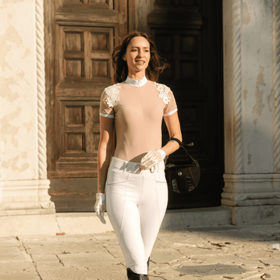 Camiseta de concurso cavalliera blossom para mujer, manga corta
