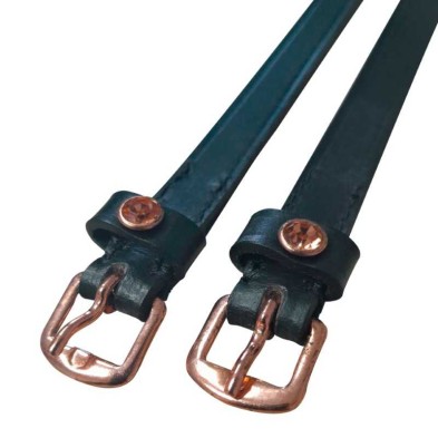 Correas de espuela de cuero con hebilla en oro rosa (par)