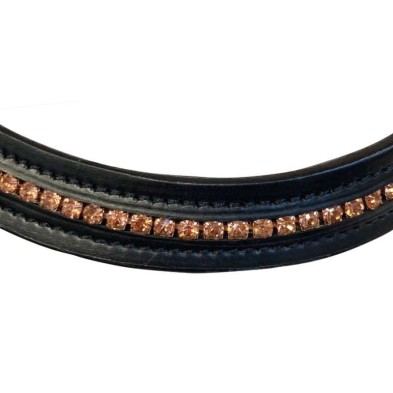 Cabezada para filete con hebillas y piedras en oro rosa