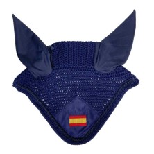 Mosquero de ganchillo con cubreorejas con bandera española