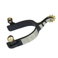 Espuela tejana para roping metal negro+adorno