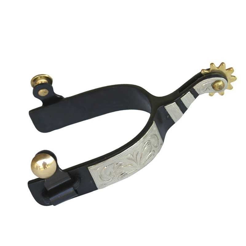 Espuela tejana para roping metal negro+adorno