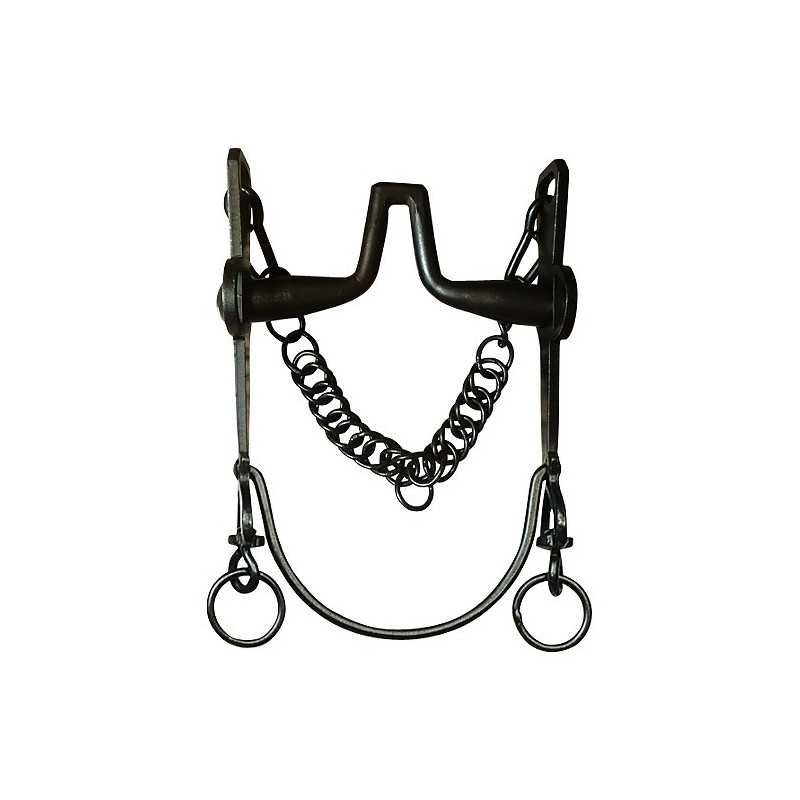Bocado cuello pichón barra curva cadenilla pavonado