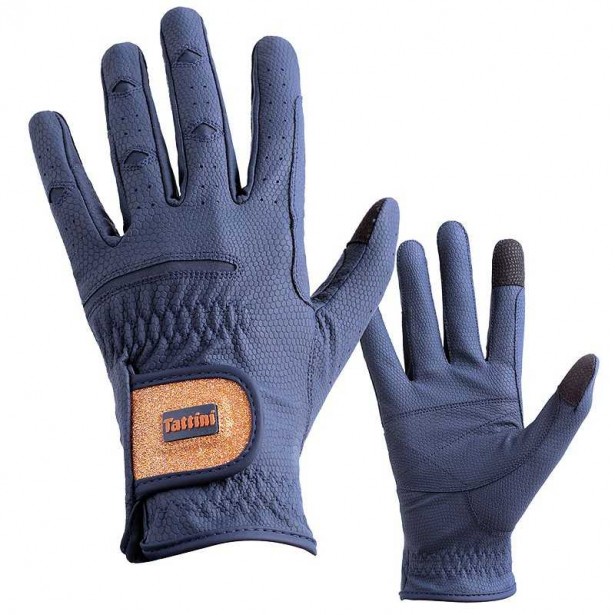 Guantes Tattini con lúrex en oro rosa