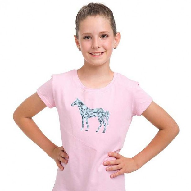 Top hípico de algodón HORSE IN SKY BLUE manga corta