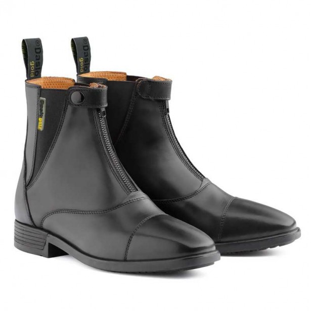 Botines Daslö Gold de cuero con cremallera