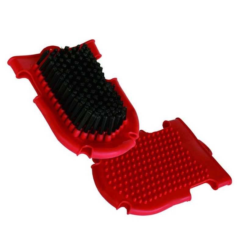 Guante de goma con almohaza y cepillo
