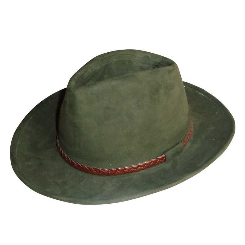 SOMBRERO DE ANTE CON TRENZA DE CUERO