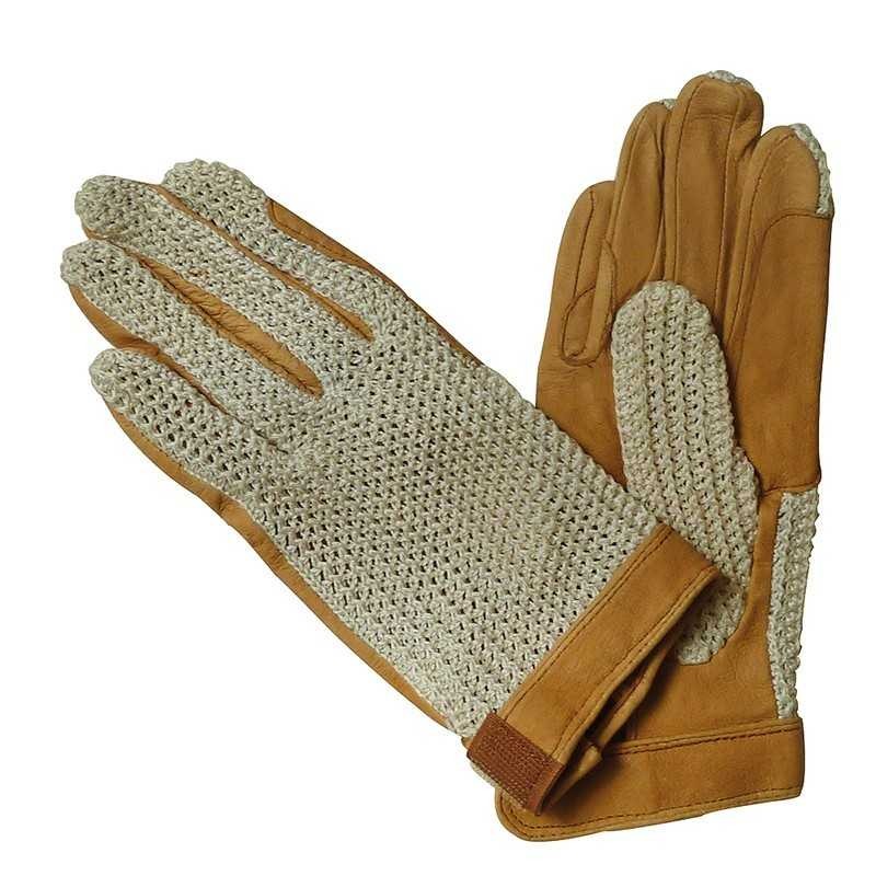 Guantes en cuero y punto