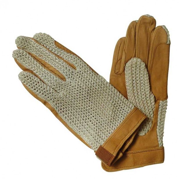 Guantes en cuero y punto